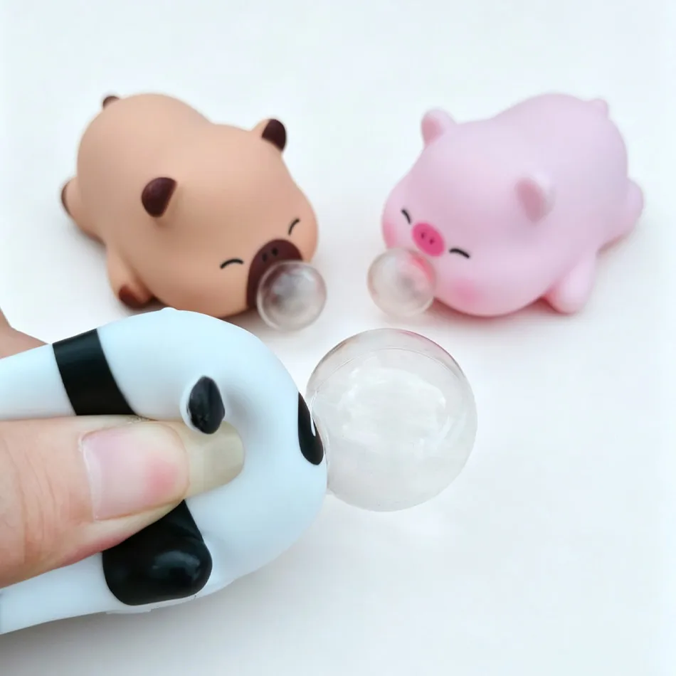 Cute Animal Bubble Squeeze Toys, Panda & Pig Slow Rebound Squishies Office Gags and Stress Relief Viral Desk Gadgets for Pranks