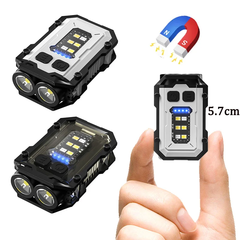 

Multifunctional Mini EDC Keychain Light USB Rechargeable Flashlight With Tail Magnet Outdoor Waterproof Work Light Camping Lamp