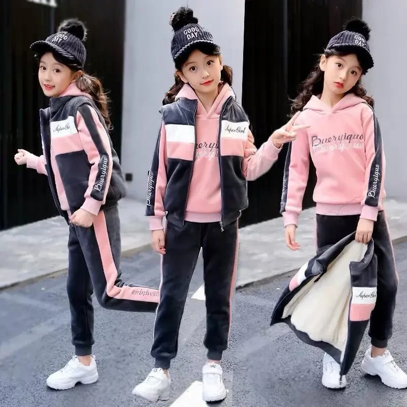 Girls Clothes Set Autumn Winter Jacket + Trousers Pants 3 PCS Children Clothing for Girl Teen Kids Girls Clothes 8 10 11 12 Year