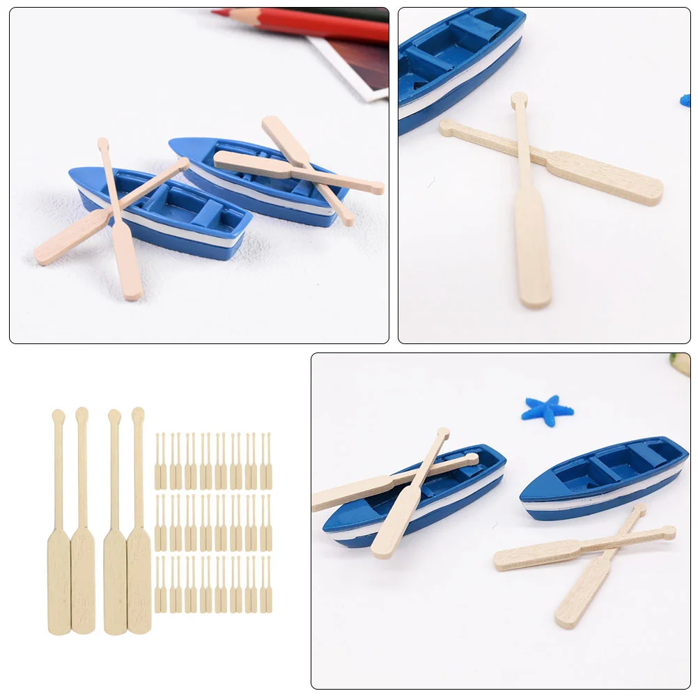 24 Pairs Cartoon Beach Micro Landscape Child Kids Toys Row Boat Wood Fishing Miniature Decorations