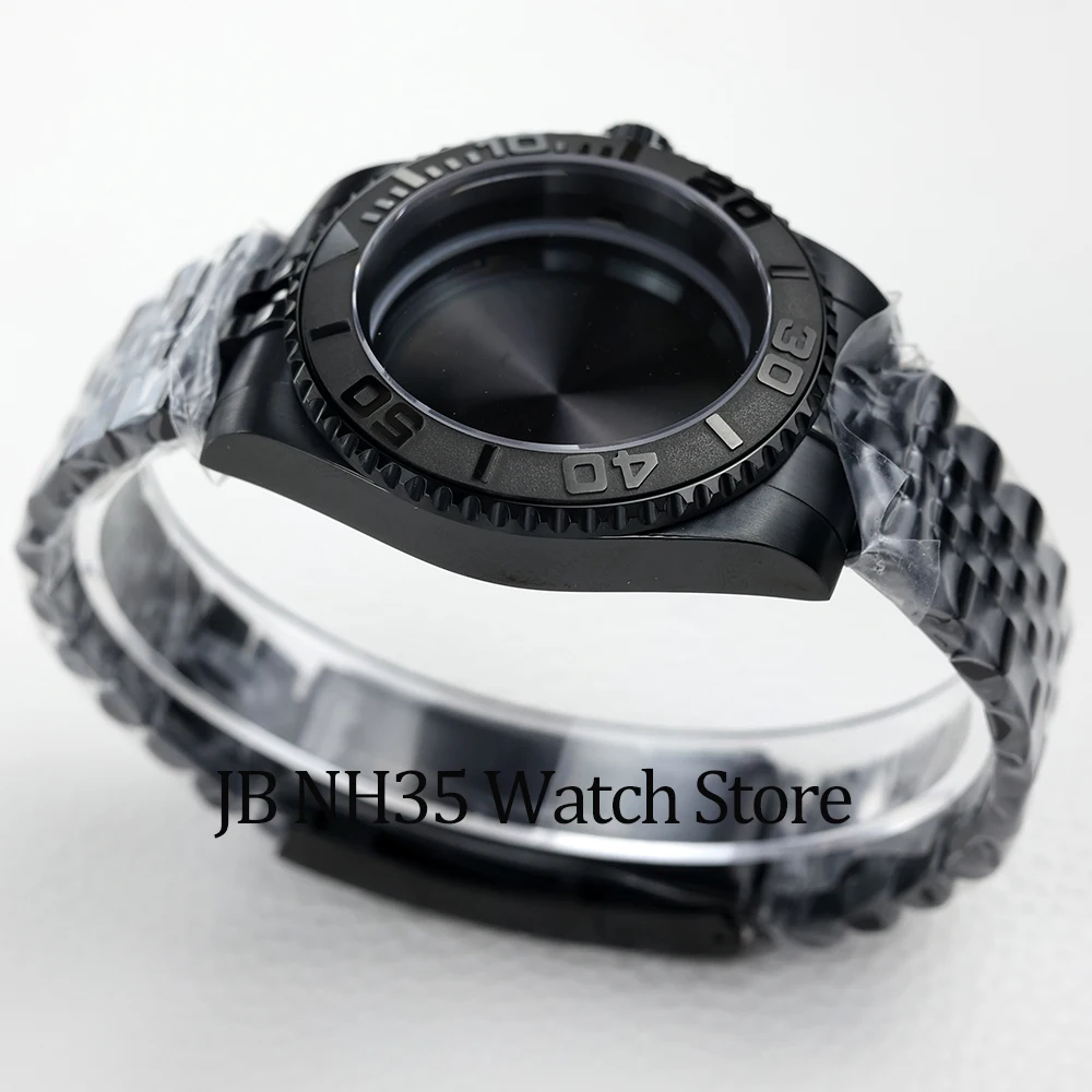 Casing jam tangan tahan air hitam 40mm NH35, kaca safir cocok dengan gerakan Nh35 Nh36 28.5mm Dial YACHT-casing MASTER jubilee/tali tiram