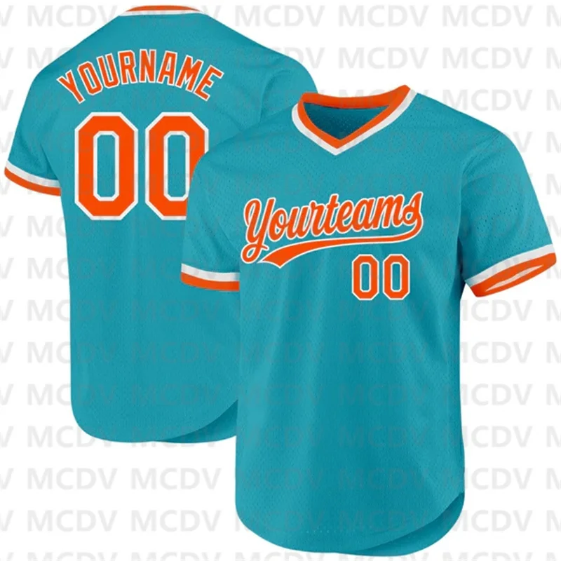 Custom Teal Red-Black Authentic Throwback Baseball Jersey  3d Printed Sports T-Shirts