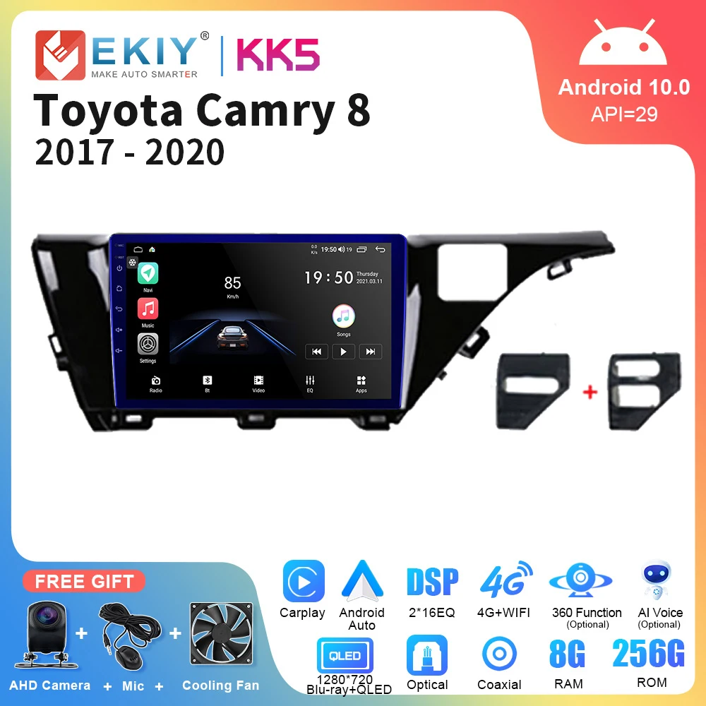 

EKIY KK5 Android 10 автомобильное радио для Toyota Camry 8 XV 70 2017 - 2020 стерео Carplay Авторадио GPS навигация DSP 2 Din головное устройство