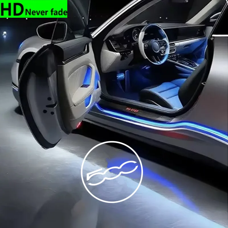 2pcs Led Car Door Welcome Lamp Accessories For Fiat 500 500x Ducato Tipo Panda Bravo Doblo Stilo 3D Projector Ghost Shadow Lamp
