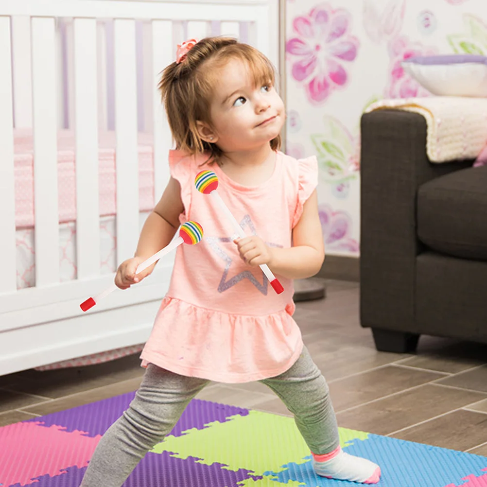 

10Pcs Drum Sticks Rainbow Head Creative Percussion Drumsticks Long Durable Sticks for Stage Performance Practice