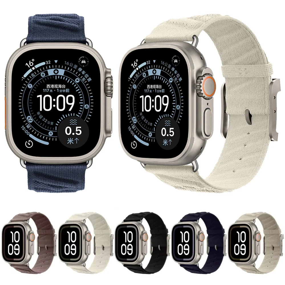 Nylon Ocean Braid Armband für Apple Watch Ultra 3/2/1 49mm 11 10 46mm 42mm Armband Bleu Nuit iWatch 9 8 7 6 SE 45mm 41mm 44/40mm