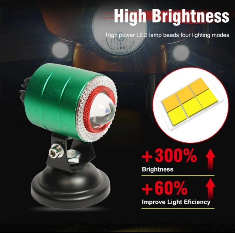 TCYATO دراجة نارية سبعة ألوان LED الأضواء، دراجة نارية عالية / منخفضة شعاع القيادة مصباح الضباب، RGB الملاك العين الطريق الإضاءة الخارجية #3