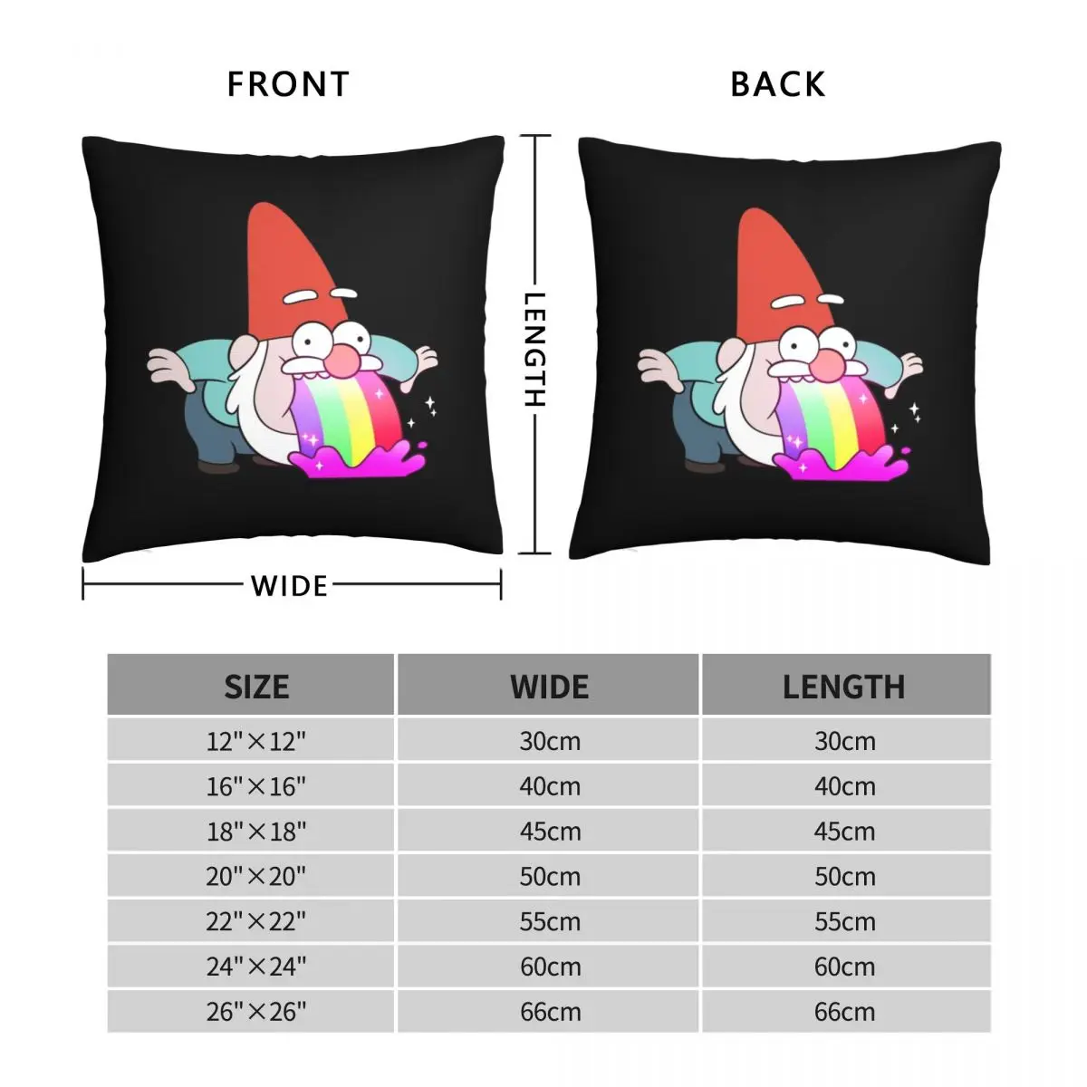 Rainbow Vomiting Gnome Pillowcase Polyester Linen Velvet Printed Zip Decor Pillow Case Home Cushion Case 45x45