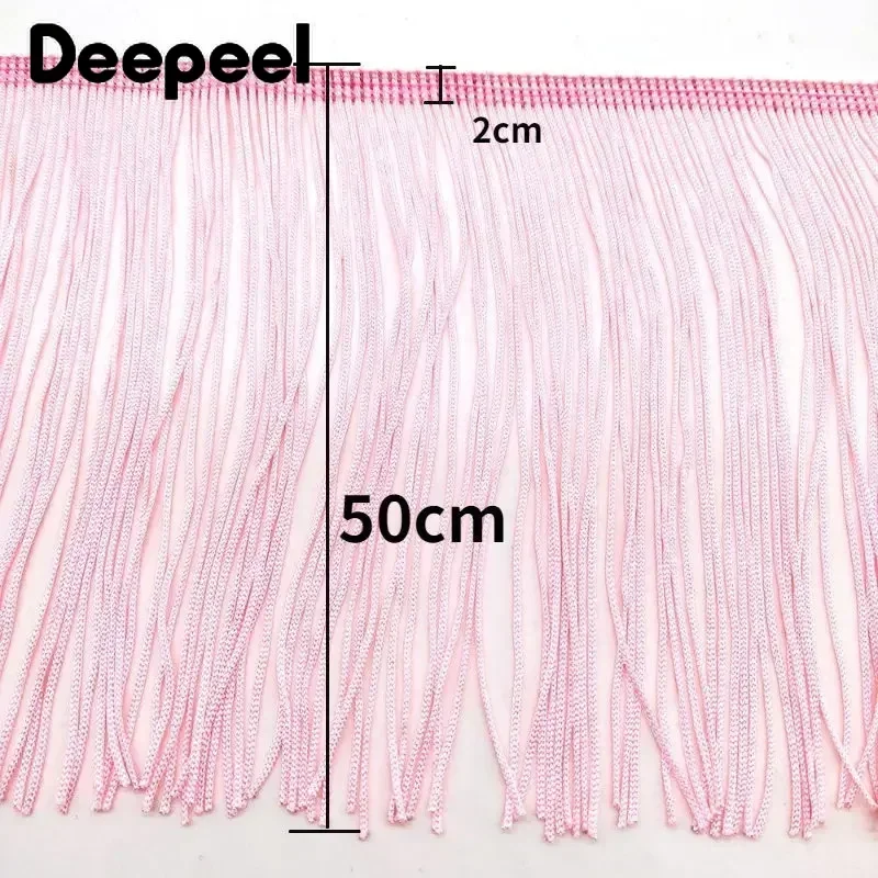 1/2Meters Deepeel 50cm Widen Polyester Tassel Fringe Trim Lace Ribbon Latin Dress Clothing Curtain Decoration Sewing Accessories