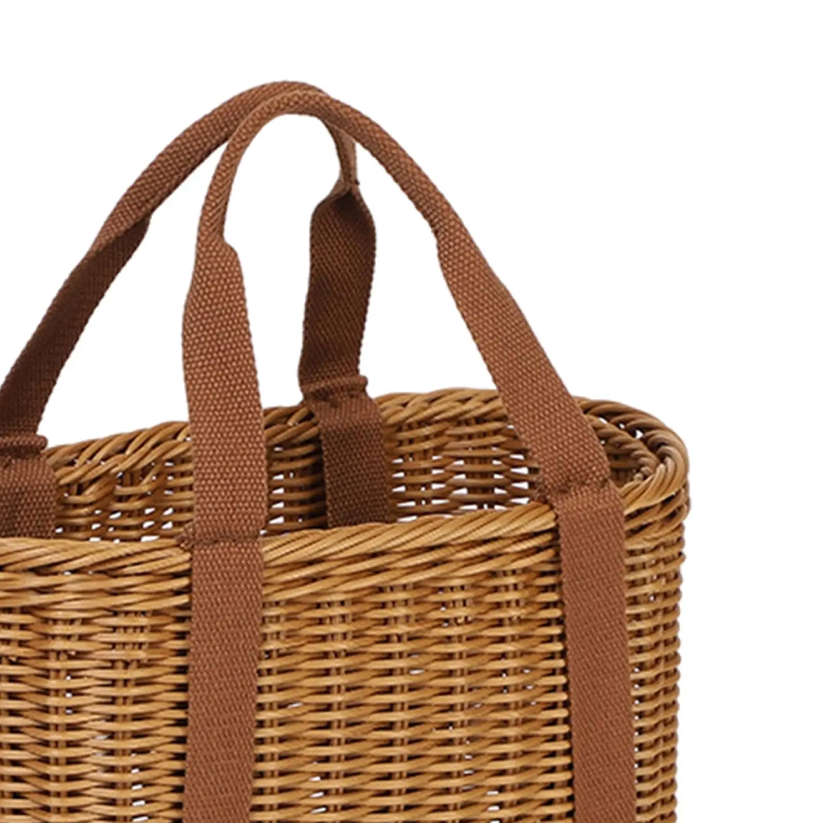 سلات تخزين مصنوعة يدويًا سلة نزهة ديكور تقليد الروطان المحمولة متعددة الاستخدامات