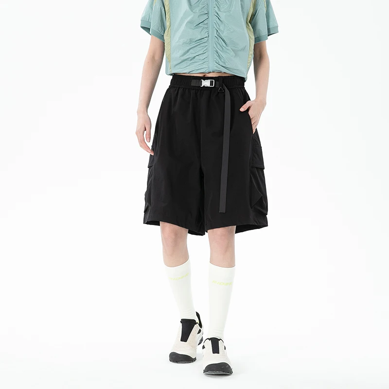 Unisex Outdoor Waterproof Shorts   Inseam Elastic Waist with Adjustable Drawstring  Lightweight Quick-Dry Utility Pockets