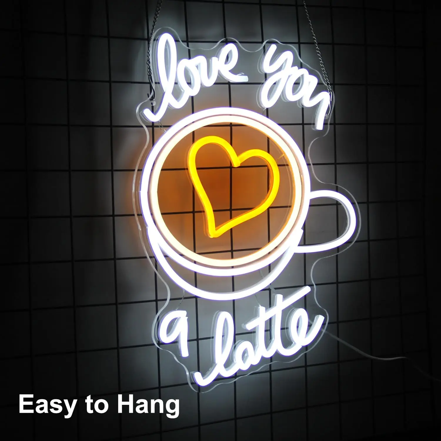 

Love You A Latte Neon Sign Coffee Cup Neon Ligh Cafe for Wall Decor Latte Art Neon Light Up Sign for Bedroom Kitchen Cafe Decor