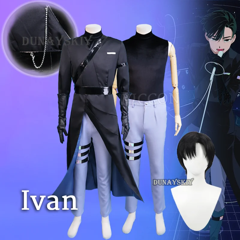 Ivan Cosplay Alien Podium Anime Zwart Verdriet Cosplay Zwarte Pruik Rollenspel Party Broek Riem Halloween Carnaval Kostuum Outfit