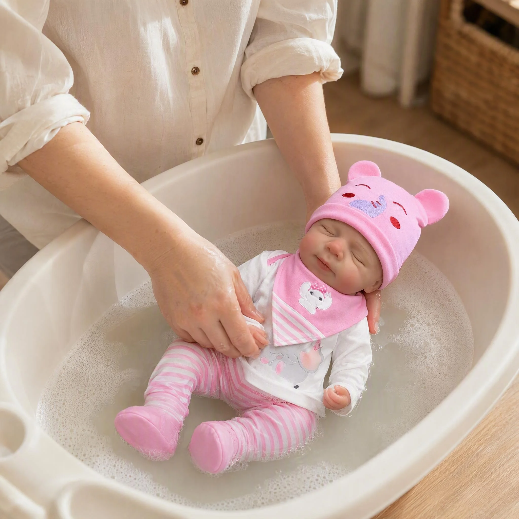 NPK Neue Reborn-Babypuppe 16 Zoll Pascale Gewicht 2,6 KG Ultra Weiche Platin-Silikon Echte Neugeborenen-Puppe mit Offener Mundöffnung – Detail 1
