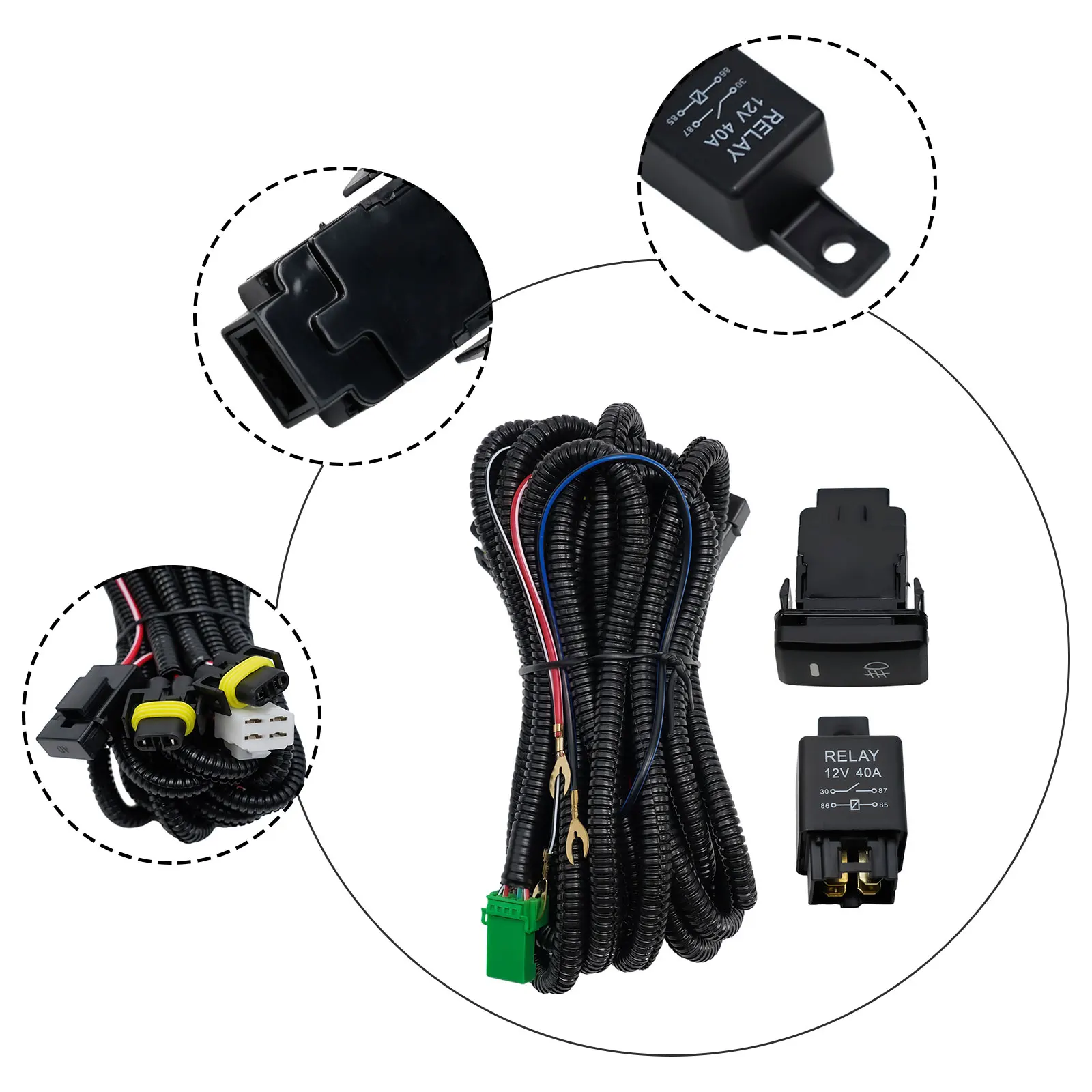 

Button Switch Wiring Harness ABS Plastic Pvc 4-pin Relay Connector Driving Lights Durability For Tacoma Accessories