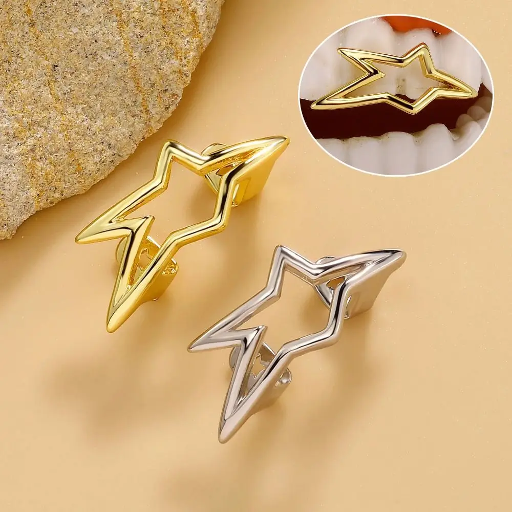 موضة النحاس غير النظامية ستار الأسنان Grillz الجوف يمكن ارتداؤها شوايات الأسنان لامعة الهيب هوب الشرير الأسنان مجوهرات الرجال النساء