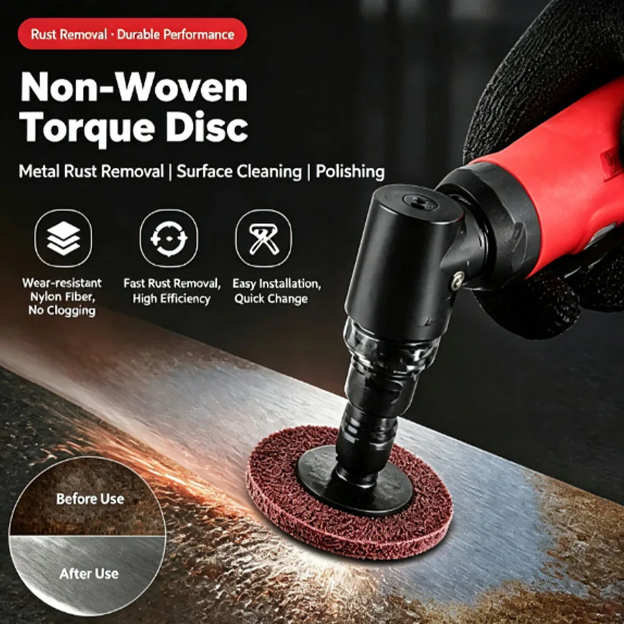 Inch Non‑Woven Torque Disc 50mm Quick‑Lock Nylon Polishing Sanding Disc for Metal Weld Rust Removal