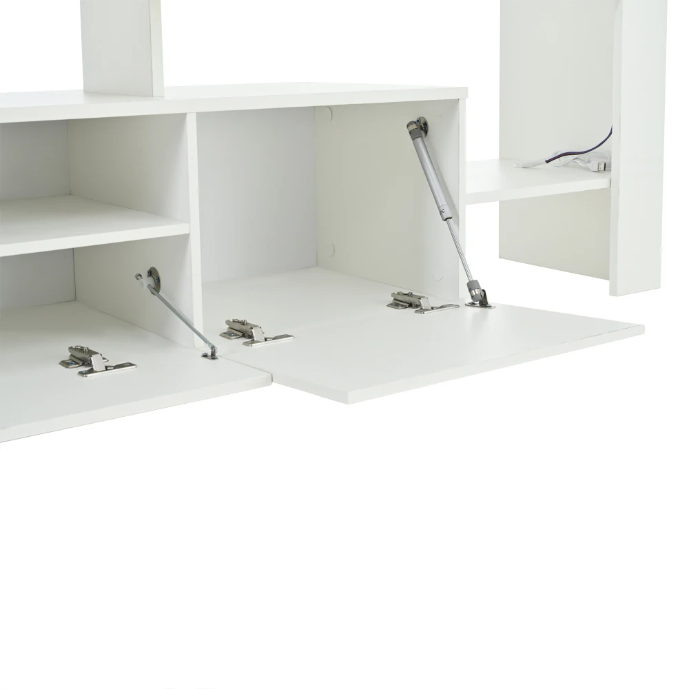 192 * 37 * 53 cm moderner Wohnzimmer-TV-Schrank mit 3 Schränken, TV-Ständer mit LED, Hochglanz-Lowboard, Kommode für 85-Zoll-Fernseher – Detail 18