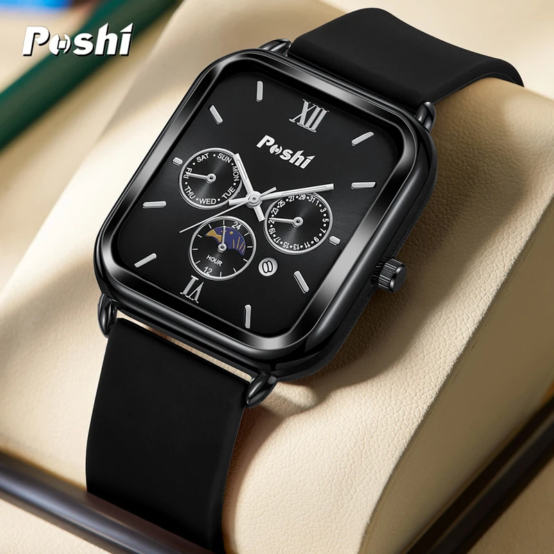 POSHI 977 Fashion Qaurtz Watch Luxury Men\'s Watches Business Dress With Date Life Waterproof Original Brand Classic Wristwatch