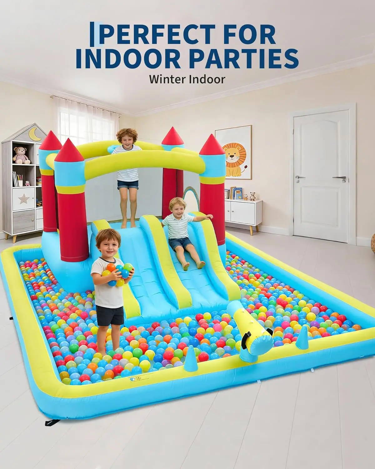 Indoor Outdoor Bounce House for Kids Inflatable Jump Castle with Slide & Blower – Home Backyard or Commercial Play Family Fun image 5