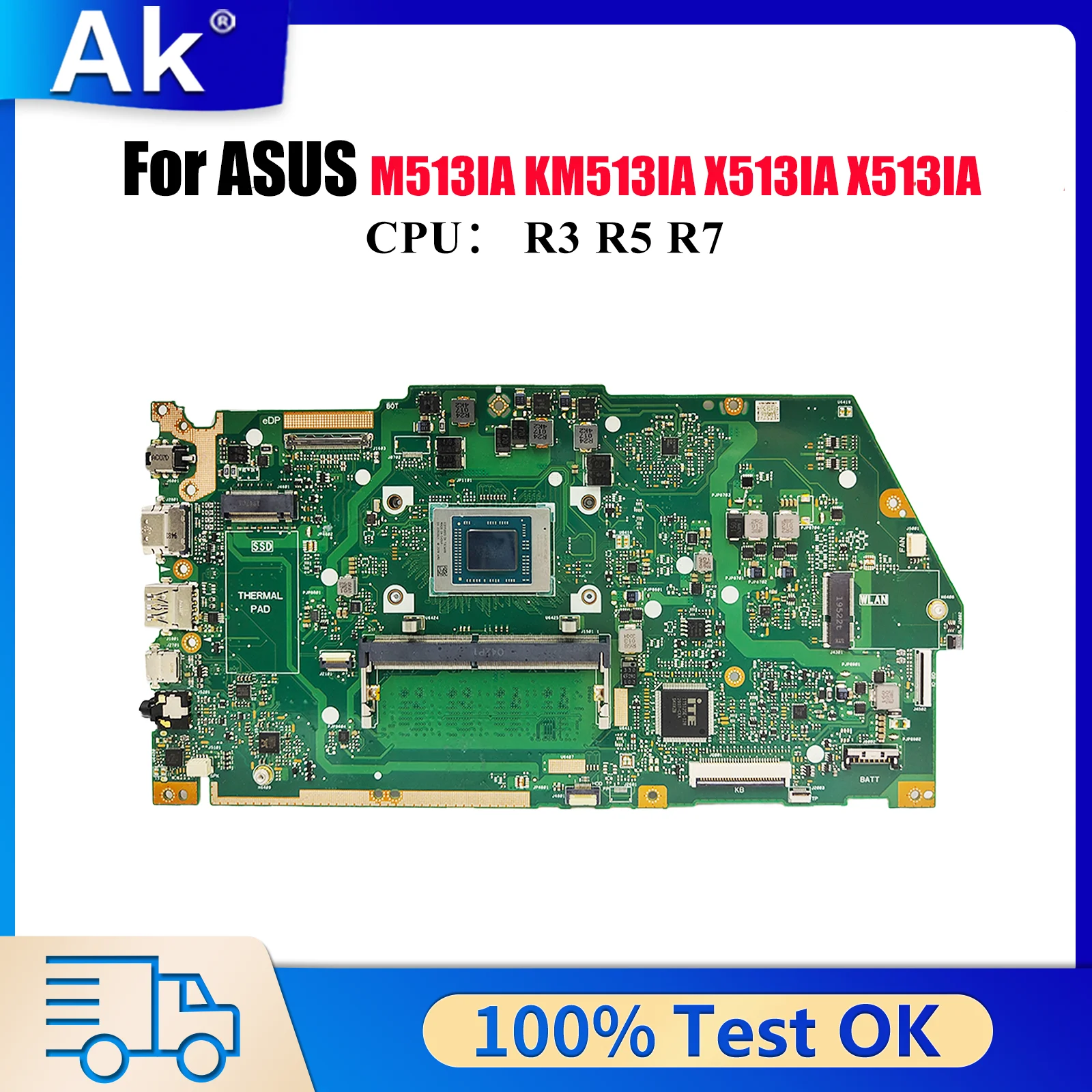 

X513IA Материнская плата для ноутбука ASUS VivoBook X513I M513IA X513IA KM513IA Материнская плата для ноутбука с процессором R3 R5 R7 100% tests OK stk