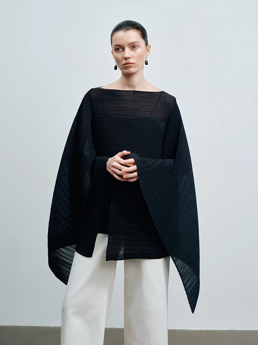 

Шифоновый топ Deebydwang с плиссированной тканью и одним открытым плечом, тонкий, изящный дизайн для женщин