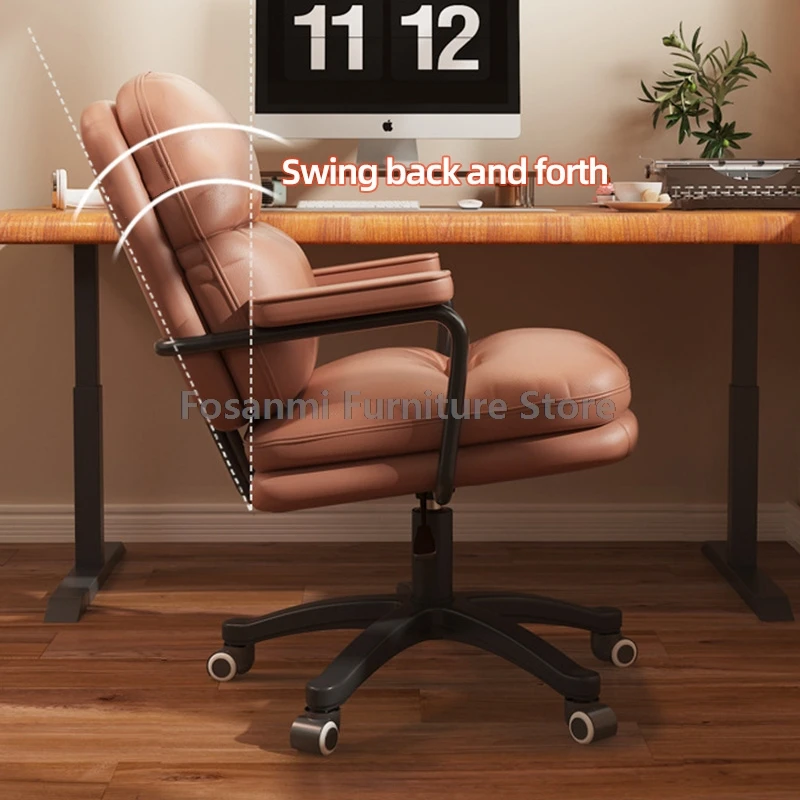 Modern Soft Executive Office เก้าอี้คอมพิวเตอร์พร้อมพนักพิงโยก ERGONOMIC หนังโต๊ะเก้าอี้ Home GAMING หมุนเก้าอี้สบาย