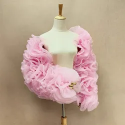 Pashmina de encaje de malla rosa para primavera y verano para mujer, capa de fiesta de rendimiento de manga larga para mujer, chal de encaje R1604