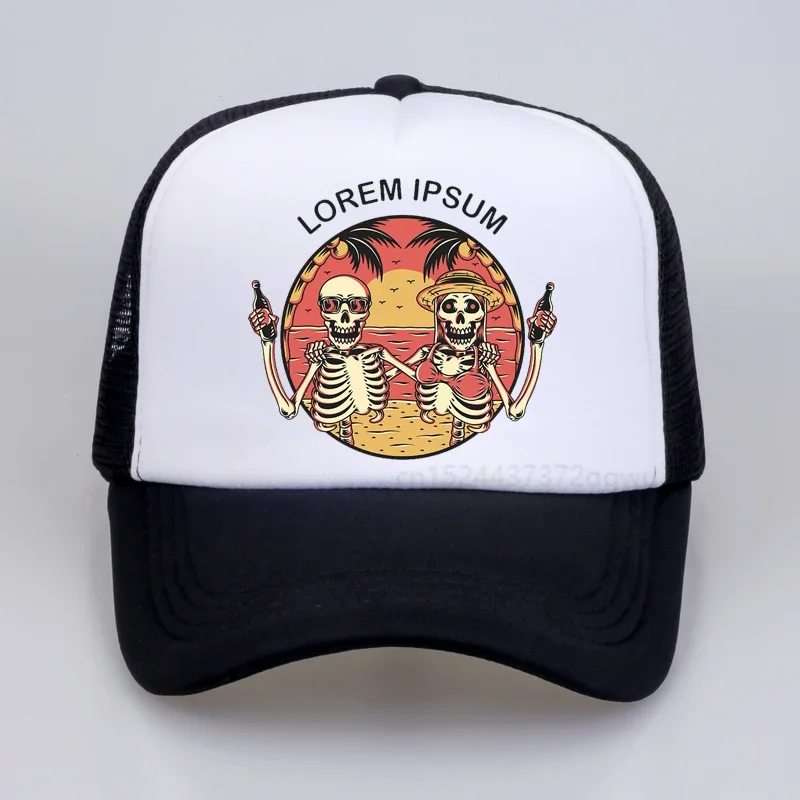 

Lorem Ipsum Baseball cap punk skull Couples beach sunhat Fashion Summer Vacation Beach sunhat men mesh Breathable snapback hat