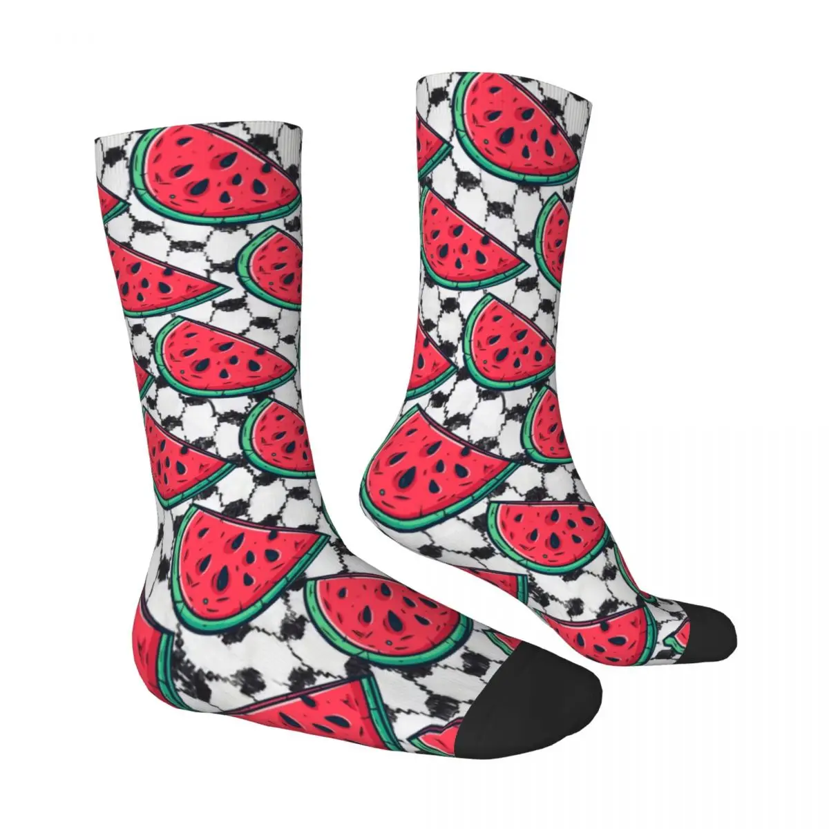 Watermelon Gaza Symbol Stockings Graphic Fashion Socks Winter Non Slip Socks Men Cycling Soft Socks