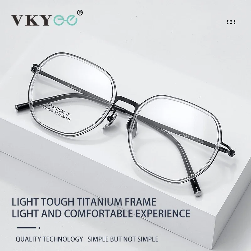 

VKYEE Simple Geometric Retro Design Large Frame Women's Titanium Anti-blue Light Glasses Can Be Customized Prescription CD-085