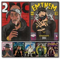 Pop Hip Hop Rapper Eminem Comic Poster Aesthetic 2PAC Big Future Music Album Cover Manga Canvas Print Wall Art Dorm Room Decor