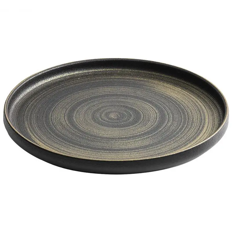 Retro Hand Painted Ceramic Standing Flat Plate Restaurant Steak Pasta Snack Dessert Plates Specialty Tableware
