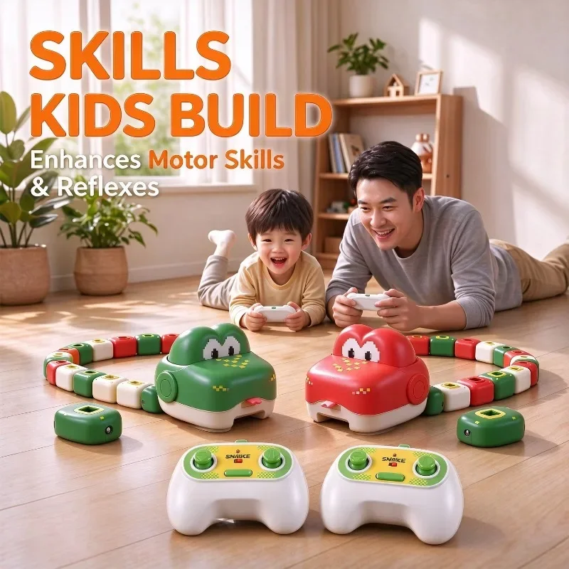 Children RC Magnetic Hungry Snake Toy Electric Remote Control Magnetic Devour Snake Car Interactive Battle Game Toys for Kids