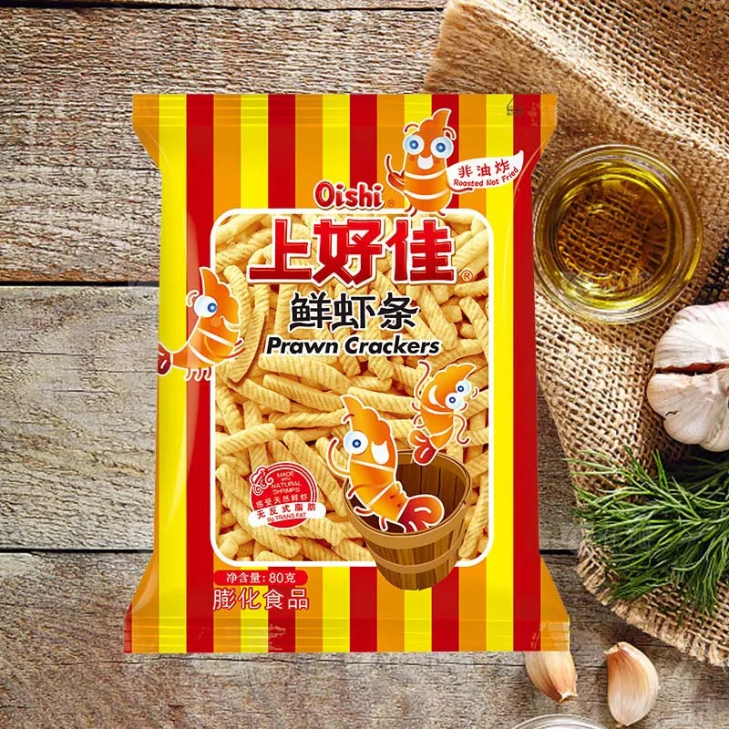 Крекеры OISHI для креветок, 2,82 унции (80 г) * 2 упаковки, еда для отдыха, детство, ностальгия, Интернет, знаменитости, пухлые закуски, подарочный пакет