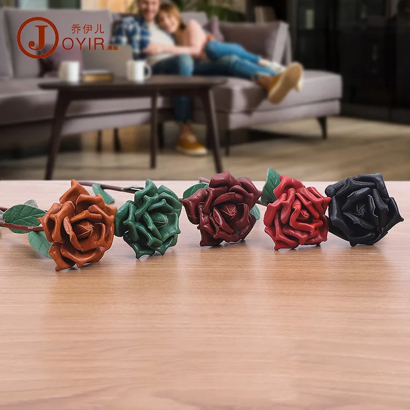 Leather Handmade Simulation Rose Eternal Bouquet Interior Decoration Home Decoration Tanabata Valentine's Day Gift