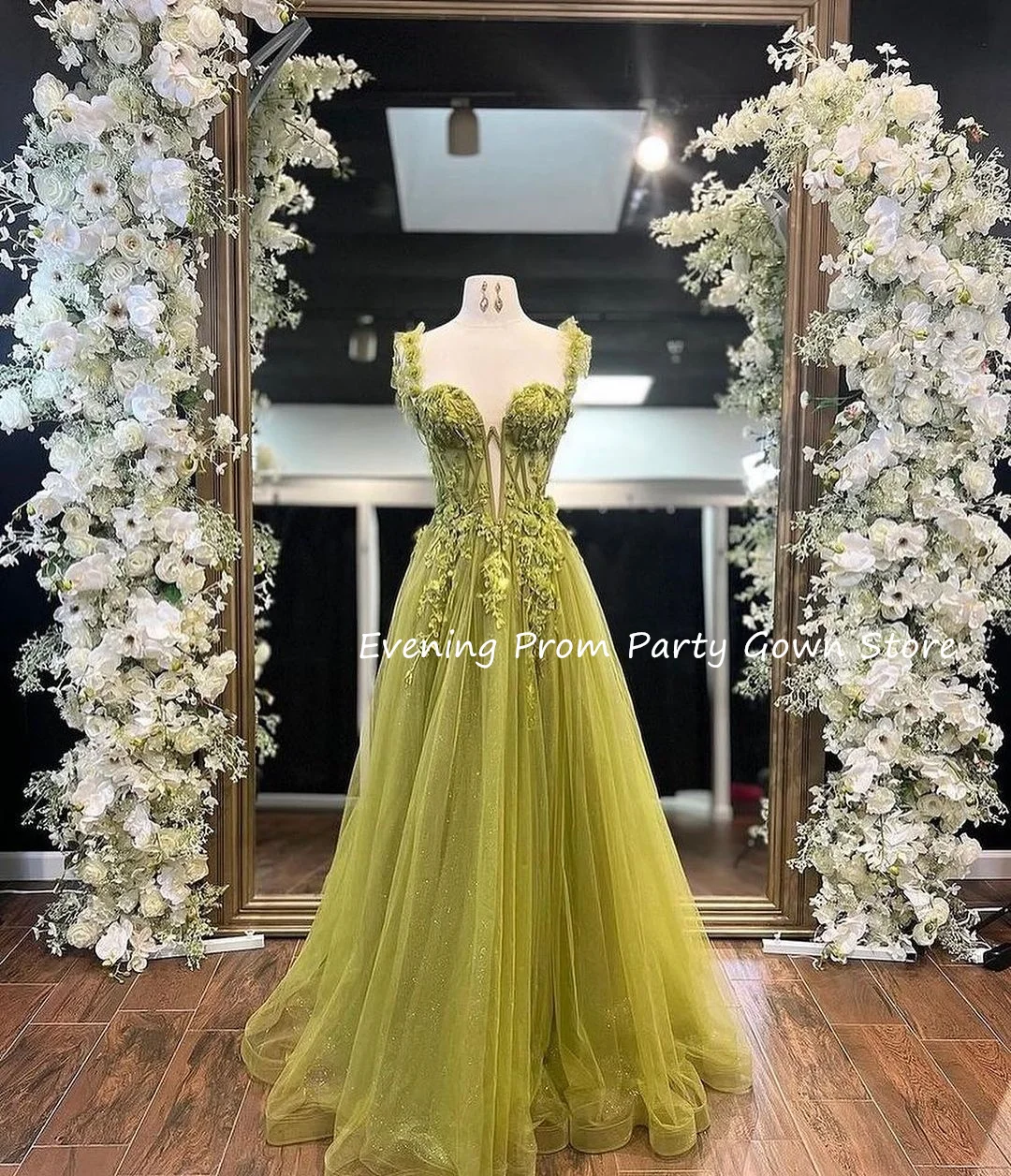 فساتين سهرة مزينة للنساء فستان رسمي للحفلات أخضر تول فيستدوس دي فيستاس أنيقة موهير فساتين للمناسبات الرسمية