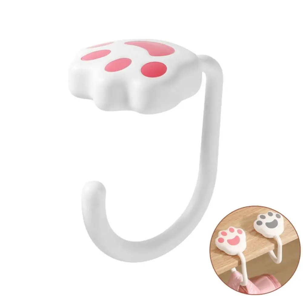 

Cute Cat Paw Bag Hook Saving Space Foldable Desk Side Hooks Self-adhesive Portable Purse Hook for Table