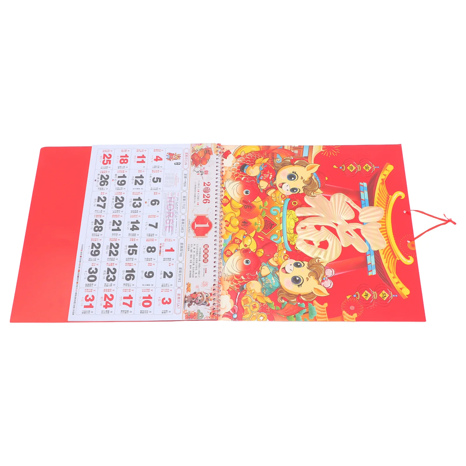 

Подвесной лунный календарь на 2026: традиционный китайский календарь на год лошади, отрывной календарь, многоканские праздники, прозрачный ежемесячный макет для