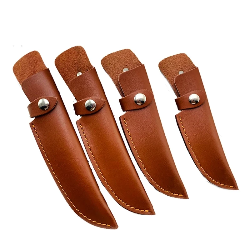 Genuine Cowhide Knife Scabbard Sheath Small Straight Knife Set Top Layer Leather Cover Belt Loop Hunt Multi Holster Carry Pants