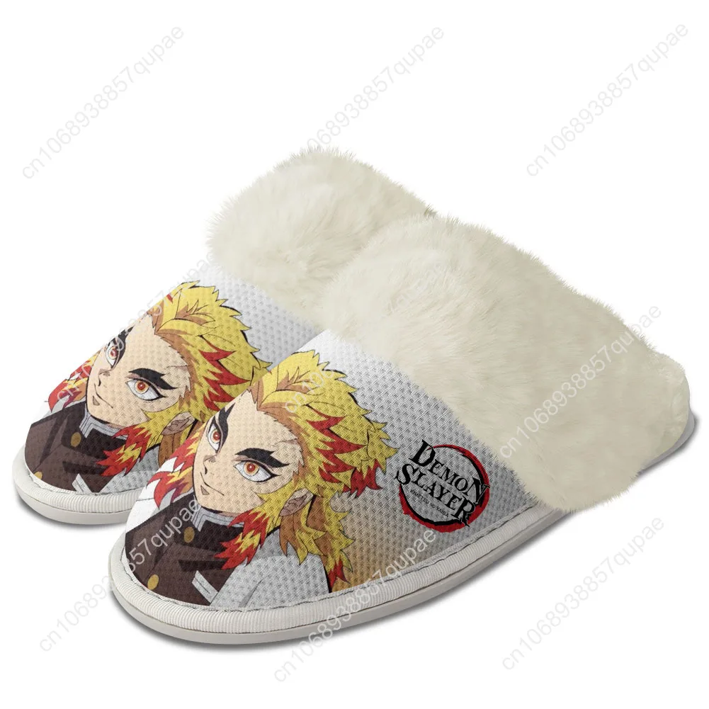 Rengoku Plush Slippers Anime Mens Womens Teenager Cotton Shoes Home Bedroom Keep Warm Slipper Thermal Lightweight Custom Shoes