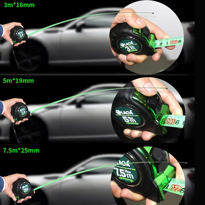 LAOA شريط قياس فولاذي 3/5/7.5 متر مقبض خشبي على الوجهين سم/بوصة أداة قياس مزدوجة النجارة #4