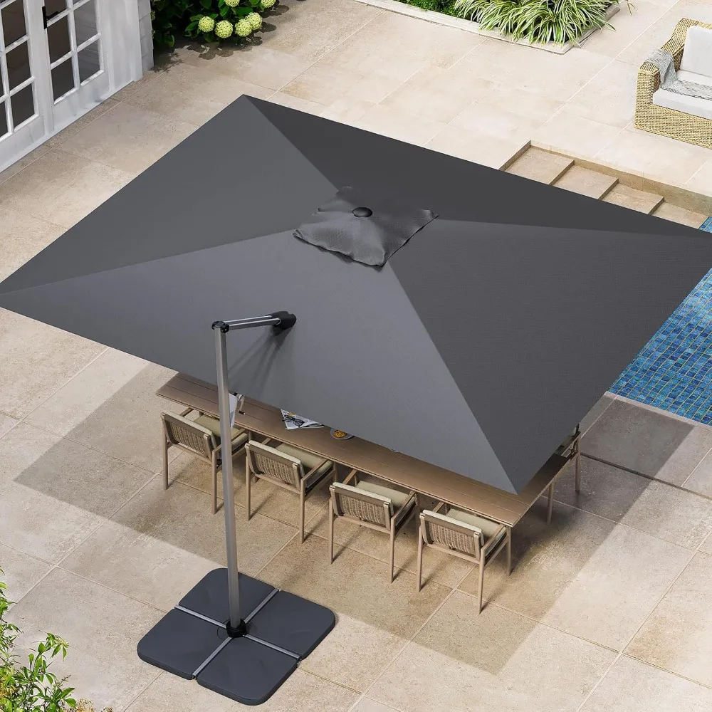 

Cantilever Patio Rotation Rectangular Outdoor Umbrella, Double Top Large Offset Sun Shade