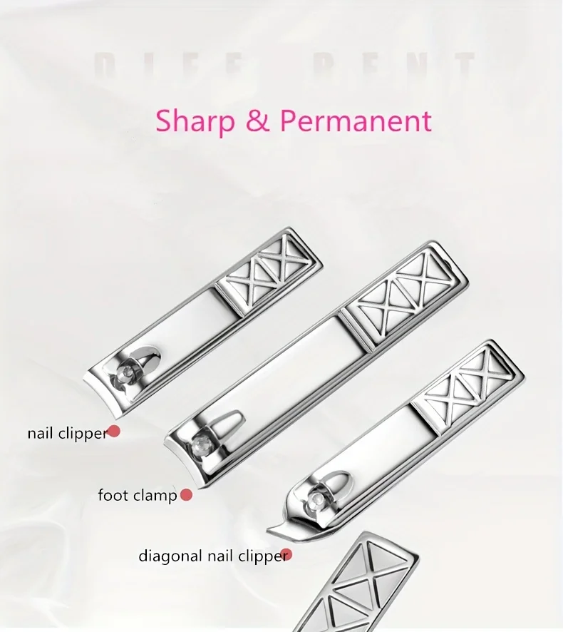 19-teiliges Nagelknipser-Set aus Edelstahl, diagonale Nagelknipser, Pediküre-Set, Ohrenreiniger, Löffel, Nagelkunst-Set – Detail 3