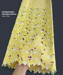 Fashionable Skin Friendly Guipure Lace Fine Cotton Textured African Cord Lace Cupion Fabric 5 Yards Occasional Couple Wear