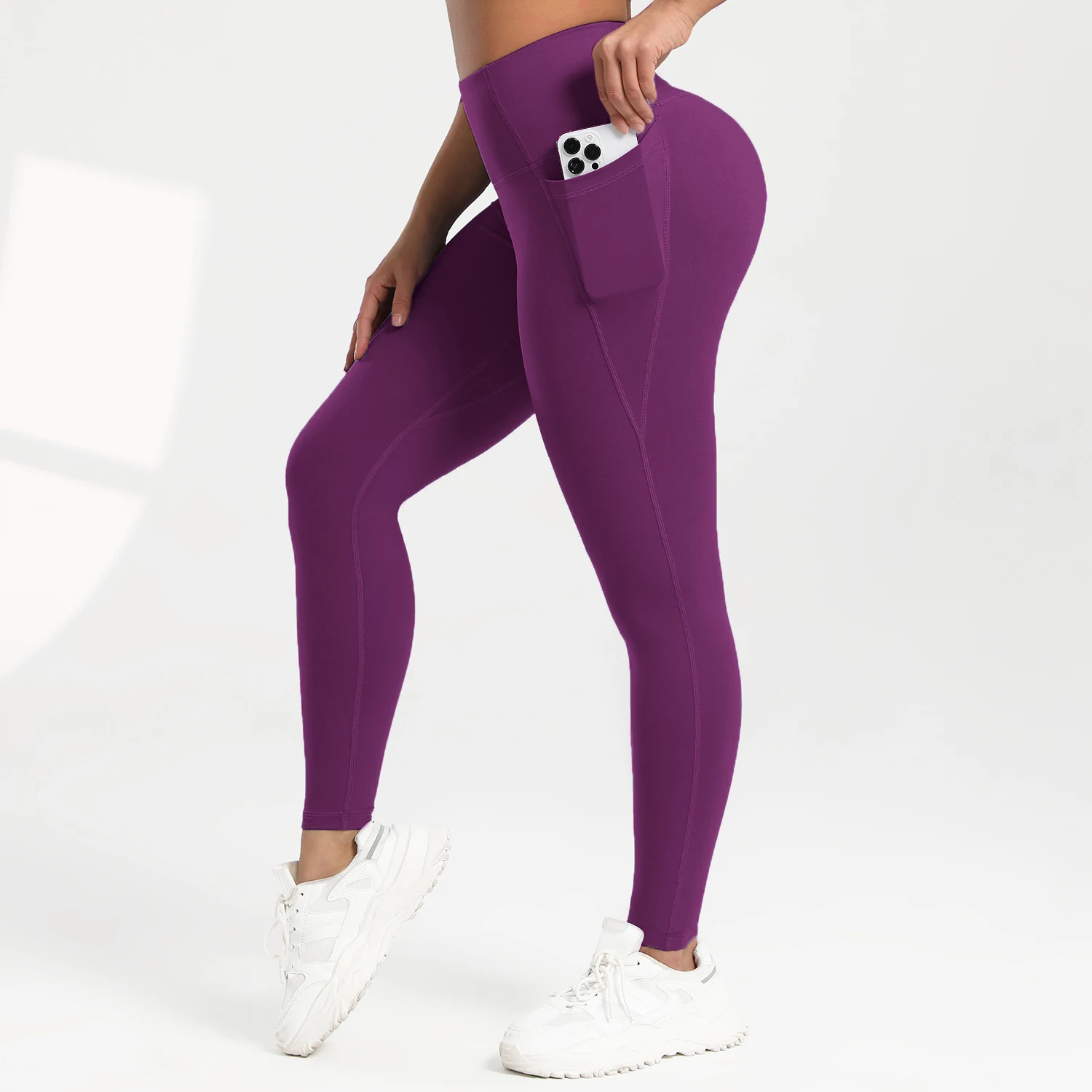 

Women Solid Color High Waist Leggings with Pockets ,All-Season Casual Sports Running, Workout, and Fitness Yoga Pants
