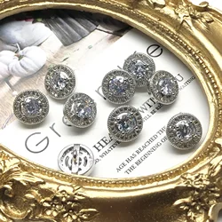 Lote de 5 botones de flores de cristal brillante, botón de circonia cúbica para camisa, botones decorativos de costura CZ para cárdigan de punto de Cachemira