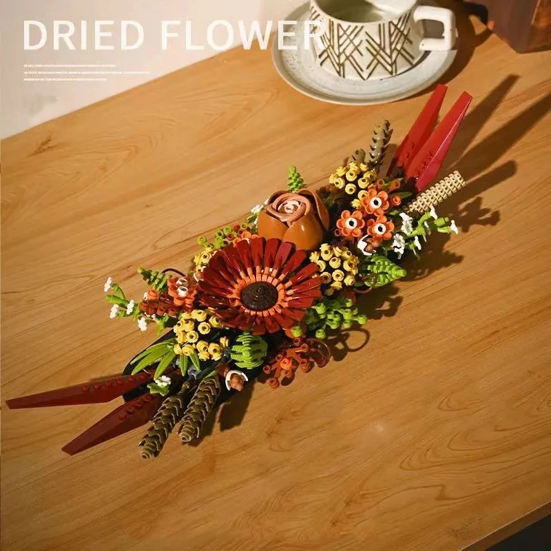 8 種類の花束永遠の花バラ蘭多肉植物ビルディングブロック盆栽植物組み立てレンガのおもちゃギフト女の子子供のため