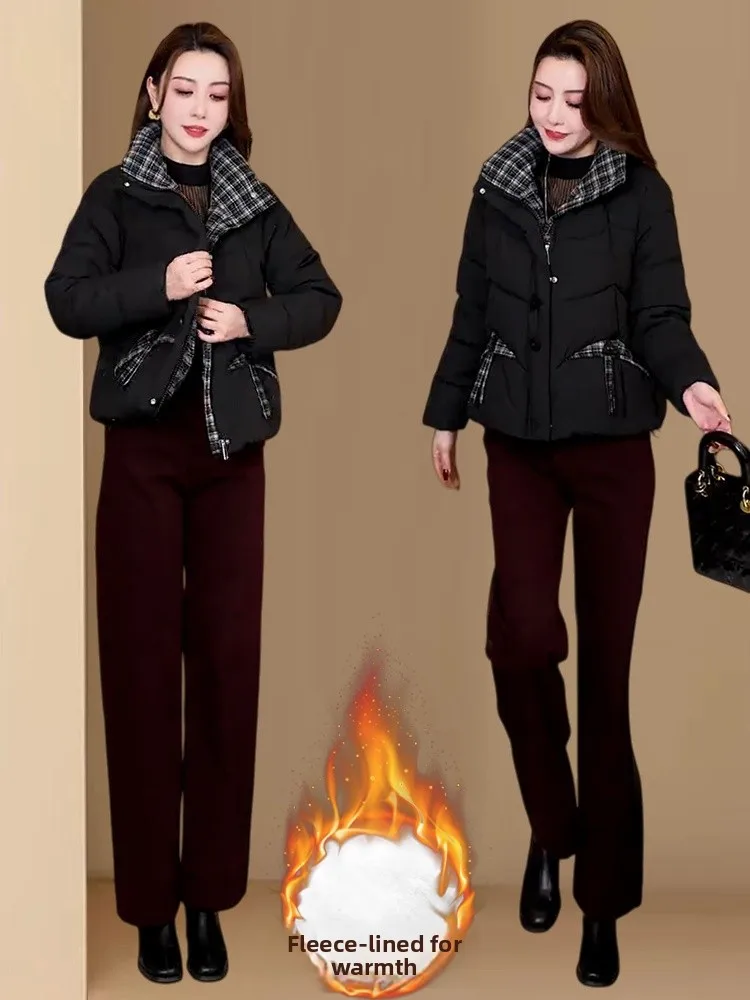 Faionable Fce forrado Thiened juvenil a cuadros abajo algodón Jaet Casual mujer ort prendas de vestir exteriores 2025 invierno nuevo Sle Kor...