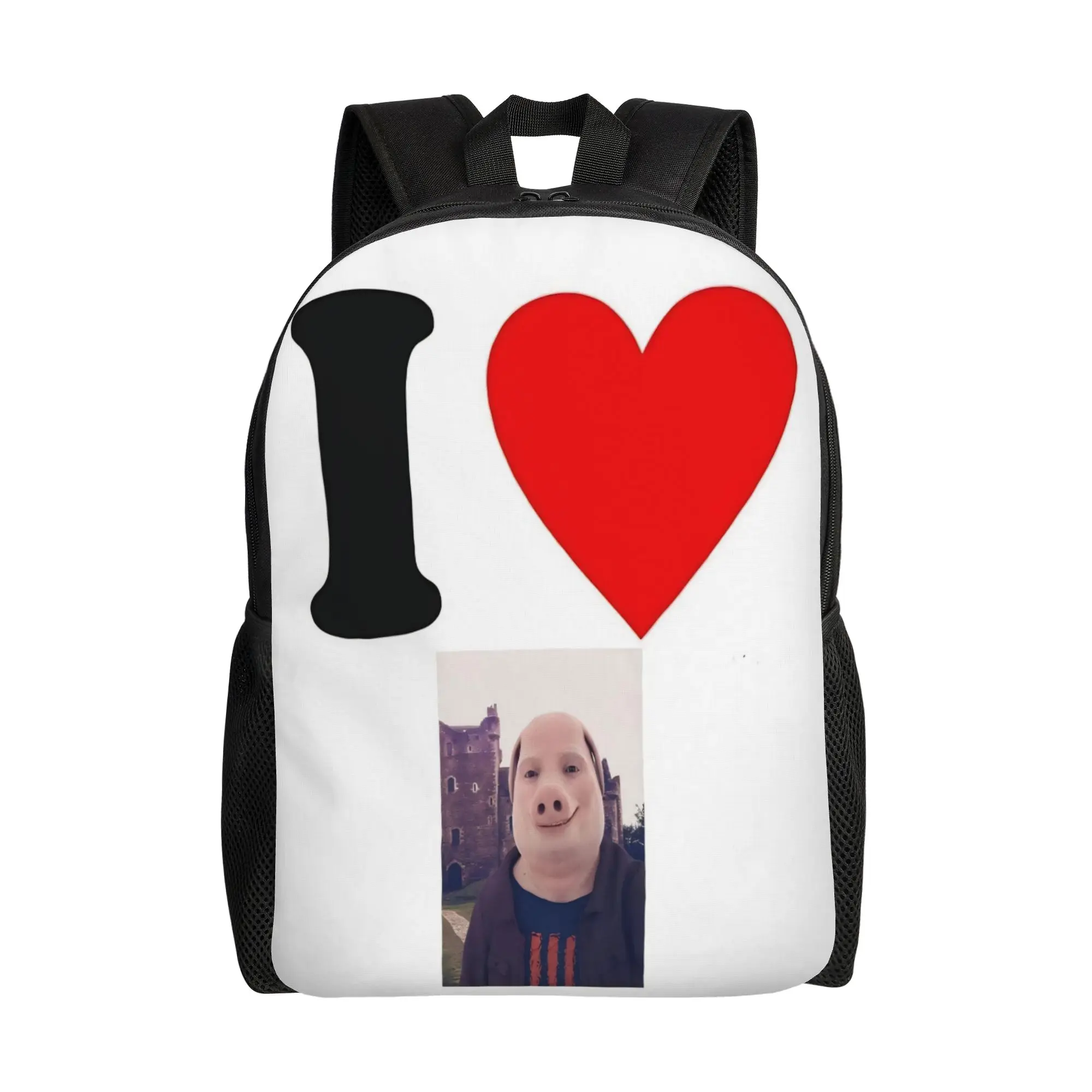 I Love John Pork Backpack Lightweight High School Hiking Travel Humor Pig Lover Daypack for Men Women Laptop Shoulder Bag